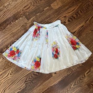 Anthropologie Twinkle by Wenlan Floral Silk Chiffon Skirt 2 XS S Small